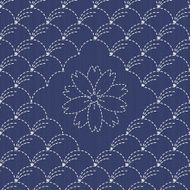 Traditional Japanese Embroidery Ornament with arcs and sakura flower