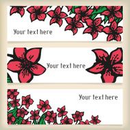 Set of horizontal banners with flowers like narcissus