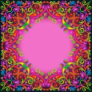 background frame with colorful swirls ornaments and precious st