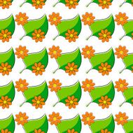 Seamless pattern with chamomiles and green leaf