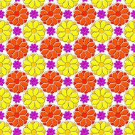 Seamless texture with yellow and red camomiles