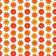 Seamless pattern with yellow and red camomiles