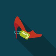 shopping high-heeled shoes flat icon with long shadow eps10 N2