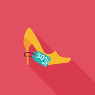 shopping high-heeled shoes flat icon with long shadow eps10 N3