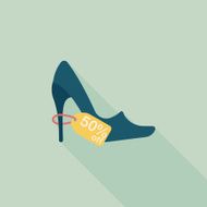 shopping high-heeled shoes flat icon with long shadow eps10 N4