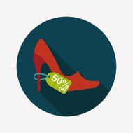 shopping high-heeled shoes flat icon with long shadow eps10 N5