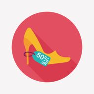 shopping high-heeled shoes flat icon with long shadow eps10 N6