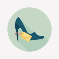 shopping high-heeled shoes flat icon with long shadow eps10 N7