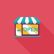 shopping store flat icon with long shadow eps10 N31
