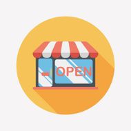shopping store flat icon with long shadow eps10 N32