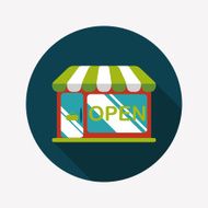 shopping store flat icon with long shadow eps10 N33