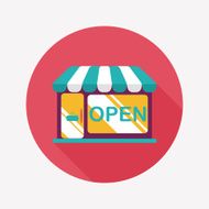 shopping store flat icon with long shadow eps10 N34