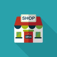 shopping store flat icon with long shadow eps10 N36
