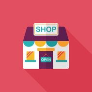 shopping store flat icon with long shadow eps10 N37