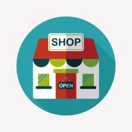 shopping store flat icon with long shadow eps10 N38