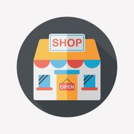 shopping store flat icon with long shadow eps10 N39