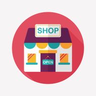 shopping store flat icon with long shadow eps10 N40
