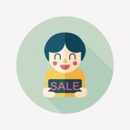 SALE Shopaholic flat icon with long shadow eps10 N42