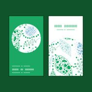 Vector abstract blue and green leaves vertical round frame pattern N2