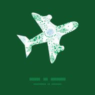 Vector abstract blue and green leaves airplane silhouette pattern frame