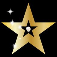 Gold star with huge precious pearls N3