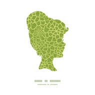 Vector abstract green natural texture girl portrait silhouette pattern frame
