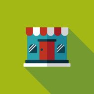 shopping store flat icon with long shadow eps10 N42