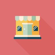 shopping store flat icon with long shadow eps10 N44