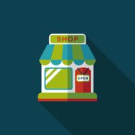 shopping store flat icon with long shadow eps10 N48