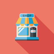 shopping store flat icon with long shadow eps10 N49