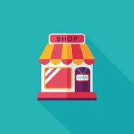 shopping store flat icon with long shadow eps10 N50