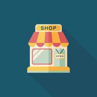 shopping store flat icon with long shadow eps10 N51