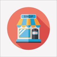 shopping store flat icon with long shadow eps10 N53