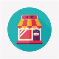 shopping store flat icon with long shadow eps10 N54
