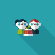 Valentine Shopping flat icon with long shadow eps10 N11