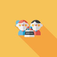 Valentine Shopping flat icon with long shadow eps10 N12