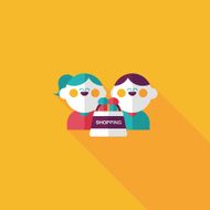 Valentine Shopping flat icon with long shadow eps10 N13
