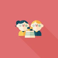 Valentine Shopping flat icon with long shadow eps10 N14