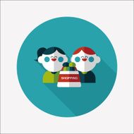 Valentine Shopping flat icon with long shadow eps10 N15
