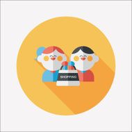 Valentine Shopping flat icon with long shadow eps10 N16