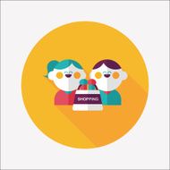 Valentine Shopping flat icon with long shadow eps10 N17