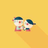 Valentine Shopping flat icon with long shadow eps10 N21