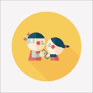 Valentine Shopping flat icon with long shadow eps10 N25