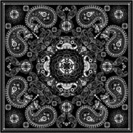 Black and white ornamental square with paisley elements