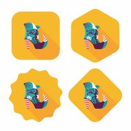 Halloween boot flat icon wtih long shadow eps10 N3