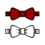 Bow Tie Icons Set Red and White Vector