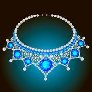 woman&#039;s necklace with pearls and precious stones