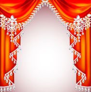 background with red curtains precious stones for invitatio