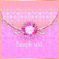 background with pink gems and gold ornaments