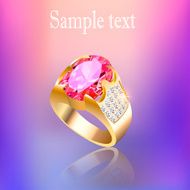 background with gold ring gem and reflection